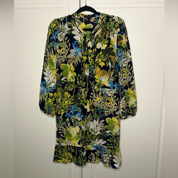 J. Crew 100% Silk Floral Flounce Hem Dress - Picture 2 of 16